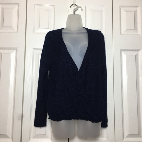 Flowers of Romance Embroidered Navy Faux Wrap Top - Picture 2 of 8